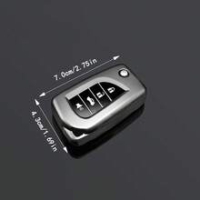 Grey TPU Car Key Cover Keychain Compatible With Toyota Folding 4-Button Aygo Yaris Highlander Camry RAV4 Fortuner Hilux Auris Corolla Avensis Ve Remote Key Shell Protective Case - Type a - View 6