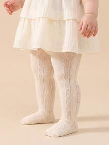 1件 春夏兒童/幼童/女童 米色網眼絲襪，側邊羽毛與愛心圖案裝飾/鏤空條紋設計，甜美可愛，透氣舒適舞蹈襪，時尚個性化，輕盈柔軟彈性，適合外出、上學、舞蹈表演、派對 - 米色 - 查看 7