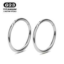 2Pcs Women Men Titanium Alloy Nose Rings Hoops Hinged Nose Clicker For Nostril Septum Cartilage Helix Tragus Conch Daith Rook Lip Ear Lobe Piercings - Silver - View 14