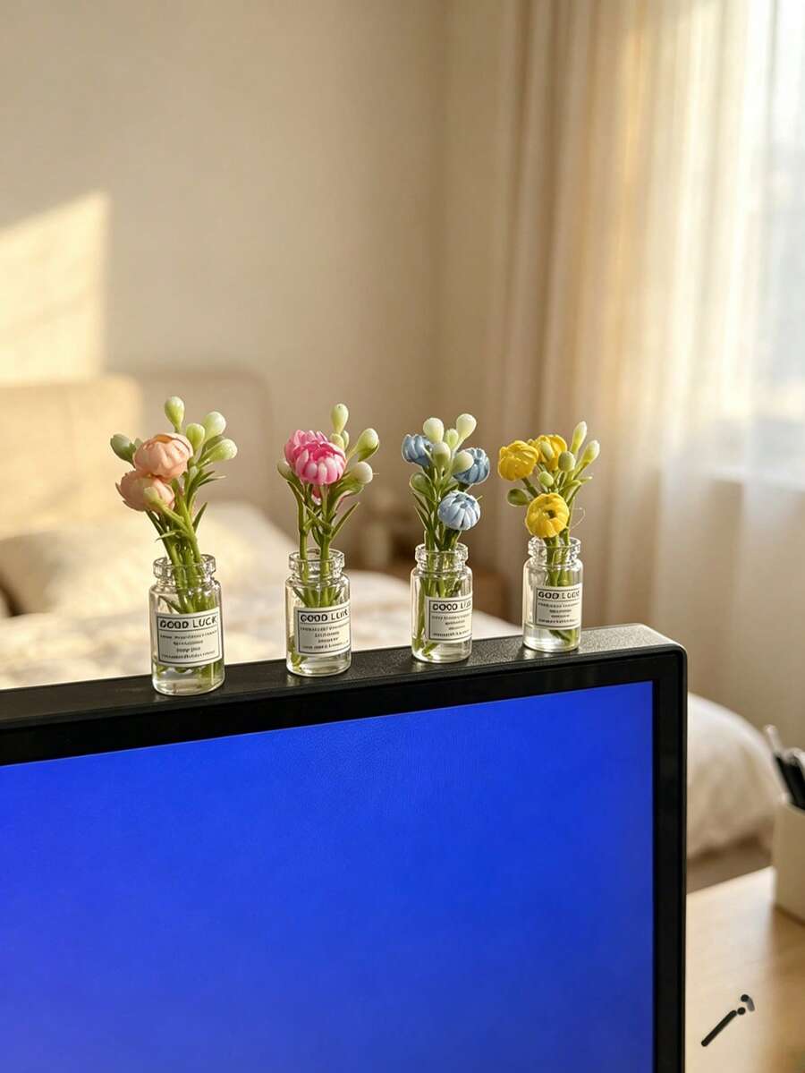 5件/4件/6件/1件 [隨機款式] 可愛花瓶套組，桌面裝飾，辦公用品，紓壓擺飾，迷你桌面裝飾，電腦螢幕，辦公空間（管線、機器、辦公配件、臨時禮物） - 多款式 - 查看 1