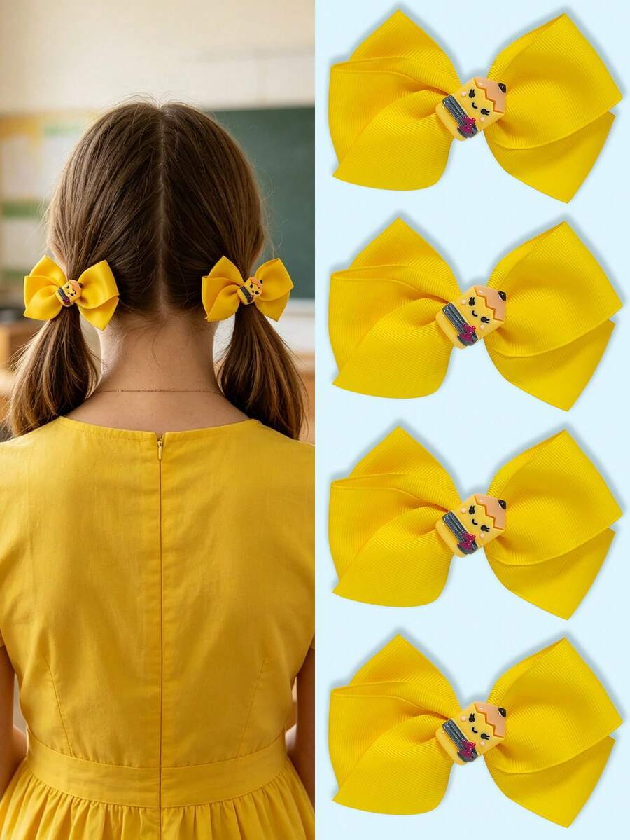 2 Stücke Schulanfang Mädchen Haarschleife Kinder Mädchen Haarschleifen mit Clips für Festivals Party Schule für den ersten Schultag Klassenzimmer Mädchen Schülerinnen Schleifen