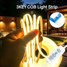 1件 5V低壓LED燈條，USB接口，簡易3按鈕開關，亮度可調，適用於電視背景、相框、鏡子、櫥櫃，背膠式 - COB - 查看 2