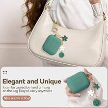 Funda protectora para Pro 3 2025, carcasa protectora de silicona rosa suave compatible con Apple Pro de 3ª generación, adecuada para niñas con cadena de flores, llavero y kit de limpieza - Aguja de pino verde - Ver 8