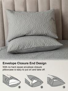 1/2/4pcs Waterproof Quilted Floral Embossed Pillowcase Protector, Soft Polyester Pillowcase With TPU Backing, Breathable Water-Repellent Pillowcase, Machine Washable Easy Care Bedroom Bedding, Standard/Queen/King Size - Grey - View 4