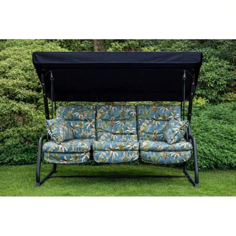 Replacement Cushion Only For 3-Seater Garden Hammock – Soft, Breathable Fabric With Multiple Pattern Options To Refresh Your Outdoor Relaxation Space; Lightweight And Easy To Install; Designed For Comfort And Everyday Use; Compatible With Standard Vi - Tropical Blue - View 1