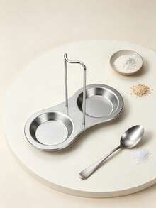 2pcs/1pc Stainless Steel Soup Ladle Holder, Kitchen Storage Rack, Hot Pot Ladle Strainer Holder, Home Spoon Rack Commercial Rack Soup Bowl Tray, Suitable For Stove, Elegant Cooking Utensil Rack, Heat-Resistant Tableware Rack, Can Be Placed On Countertop, Dishwasher , Wedding, Housewarming Gift, Kitchen Gadget, Kitchen Essential. - Silver - View 5