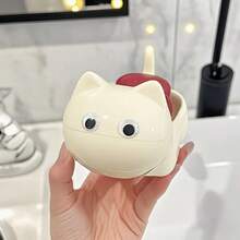 1/2pcs Cute 3D Vivid Big Eye Cartoon Cat Soap Dish, Thickened Reinforced Anti-Drop ABS Plastic, Quick Drainage Self-Draining Detachable Washable Tray, High-End Decorative Bathroom Accessory, Suitable For Home, Hotel, Kitchen Countertop, Shower, Sink Storage And Organization - Cat Soap Dish - View 7