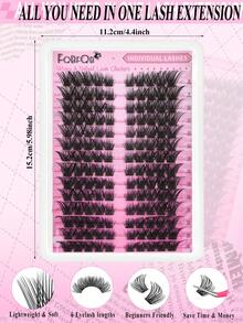 FQBFQB 140pcs DIY Eyelash Extension Set, Suitable For Achieving Natural And Fluffy Eye Makeup. It Is Durable, Comfortable And Long-Lasting. 9-16mm Mix. Beginner-Friendly DIY 3D Effect For Everyday Wear, Parties, Travel & Music Festivals - D - View 6