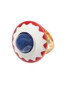 ZAA Elegant Fresh Pastoral Style Open Ring, Minimalist Oil Painting Style Adjustable Ring, Women's Jewelry, Suitable For Vacation - Multicolor - View 6