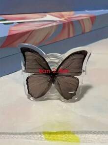 Creative Butterfly Back Sticker Push-Pull Phone Stand, Retractable 360° Rotating Butterfly Slouchy Stand, Universal - Black - View 6