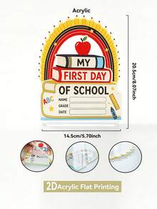 1 buah Buku Pelangi Pensil, Tanda Meja Hari Pertama Sekolah yang Dapat Diwarnai, Nama, Kelas, Tanggal yang Dapat Disesuaikan, Dekorasi Meja Kelas Bertingkat, Hadiah Guru, Dekorasi Meja, Selamat Datang Kembali ke Sekolah, Penggaris Apel Krayon, Properti Foto Peringatan Musiman Anak-anak - Gaya 9 - View 12