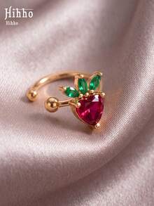 Hihho 1pc Colorful Zirconia Micro-Inlaid Cute Carrot Ear Cuff, Non-Pierced, Korean Style Sweet Fashion Earrings, Dopamine - Carrot Ear Clips - View 8