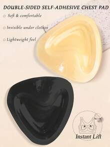 1pair Women Invisible Double-Sided Silicone Adhesive Bra Pads, Reusable Push-Up Lift Inserts, Waterproof Thickened Padding For Bikini, Swimsuit& Strapless Bras - Multicolor - View 2