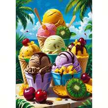 1PC DIY 5D Diamond Painting Kit Ice Cream Pattern - Round Full Diamond Art Mosaic Craft, Home Wall Decor, Unframed - No Frame - View 8