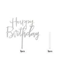 1pc/3pcs Happy Birthday Letter Cake Topper - Silver - View 5