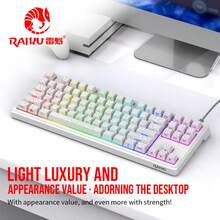 RAIKU 80% Illuminated Keyboard Mouse Wired Mechanical Feel Gaming Keyboard With Contour Keycaps LED Backlit 87-Key Keyboard - View 1