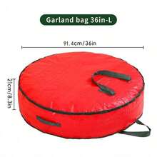 Round Christmas Wreath Storage Bag With Portable Handle, Dust-Proof Storage Box, Suitable For Christmas Wreaths And Decorative Ribbons, Can Be Placed In Closet, Garage, Basement, Ideal Storage Solution For Christmas, Wedding, Birthday, Camping Party Decorations And Gift Wrapping Paper - Red - View 21