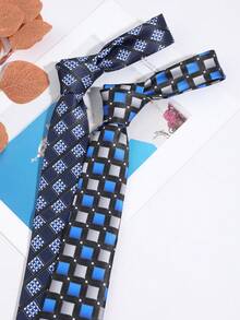 1PC Fashion Casual Versatile Men's Patchwork Plaid Pattern Tie Suitable For Daily Wear, Shopping, Banquet, Party, Business, Dating - Multicolor - View 1