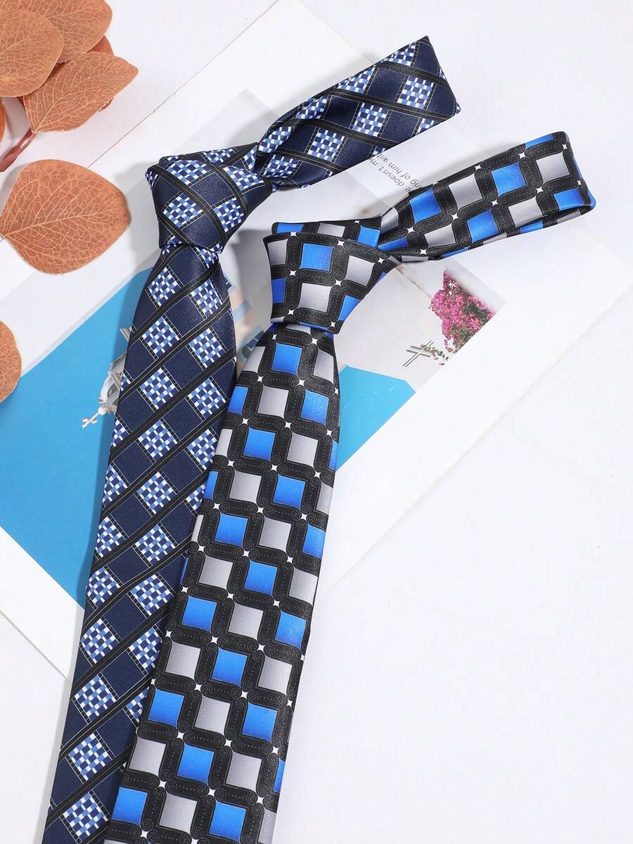 1PC Fashion Casual Versatile Men's Patchwork Plaid Pattern Tie Suitable For Daily Wear, Shopping, Banquet, Party, Business, Dating - Multicolor - View 1
