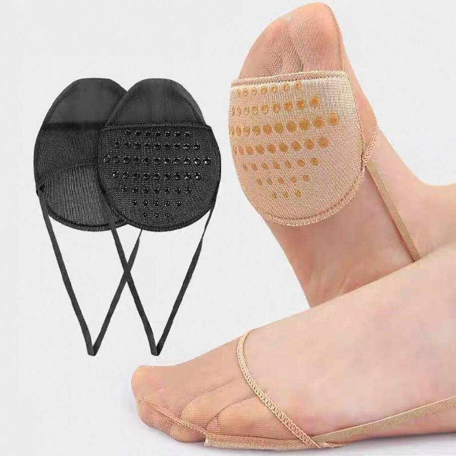 1 Pair Anti-Slip Front Foot Pads, Soft & Breathable, Invisible Strap Design, Comfortable Padded Insoles, Forefoot Cushion, High Elasticity, Anti-Blister, Heel Cushioning, Size Reducer, Half-Size Inserts, Suitable For High Heels, Summer Thin Style - Multicolor - View 1