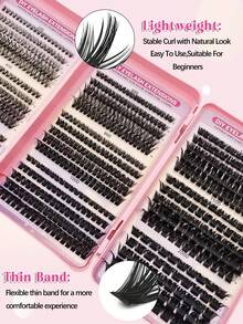 Asiteo 1055pcs Large Capacity Eyelash Book, 4-In-1 Eyelashes, 100D-200D/Pointed Natural & Voluminous Style, Korean/Medusa/Angel/Fairy Lash Clusters, D Curl, Beginner Starter Kit, Easy DIY Wear, Suitable For Beginners, Daily Wear, Holidays - D - View 5