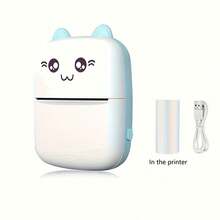 SOKANY 便攜式無線迷你印表機，可愛貓咪設計，易於攜帶，USB介面 (1200mAh)，兼容所有智慧型手機。您可以隨時隨地列印照片、標籤和筆記。它是學生和辦公室人員的完美禮物。 - 彩色 - 查看 3