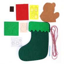 Christmas Non-Woven Fabric Christmas Stocking DIY Handmade Craft Kit, Hand-Sewn Holiday Gift Storage Hanging Decor Set - Multicolor - View 3