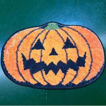 1pc Halloween Pumpkin Welcome Mat, Classic Jack-O'-Lantern Design With Festive Atmosphere, Bring Playful Pumpkin Into Your Home, Step Into Holiday Joy! 3D Shaped Pumpkin Design, Classic Ghost Face Print, Orange And Black Contrast Retro Eye-Catching. Door Mat, Small Rug, Welcome Mat, Floor Mat, Outdoor Door Mat, Kitchen Rug, Home Decor, Front Door Mat, Area Rug, Outdoor Mat, Home Decor, Area Rug, Garden Rug, Washable Rug - Multicolor - View 7