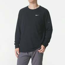 Nike New Sports Running Fitness Training Long Sleeve T-Shirt Crew Neck Casual Top - Black - View 3