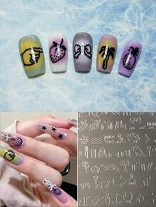 satki 1pc Nail Art Stamping Plate With Plaid Line Geometric Pattern, Ocean Style Mermaid DIY Nail Polish Transfer Tool, Suitable For Nail Salon Nail Supplies, Nail Tools, Suitable For Artificial Nails - Multicolor - View 6
