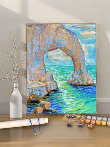 DIY Digital Oil Painting Acrylic Kit For Adults, Handmade Numbered Painting, Seaside Scenery Canvas Design, Room Decor Wall Art, Beginner Painting, Perfect Gift For Friends - Frameless - View 2