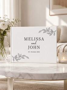 Personalized Wedding Guest Book, Linen Cover Photo Album, Customized Engagement Keepsake Signature Book, Wedding Commemorative Memory Book - Multicolor - View 1