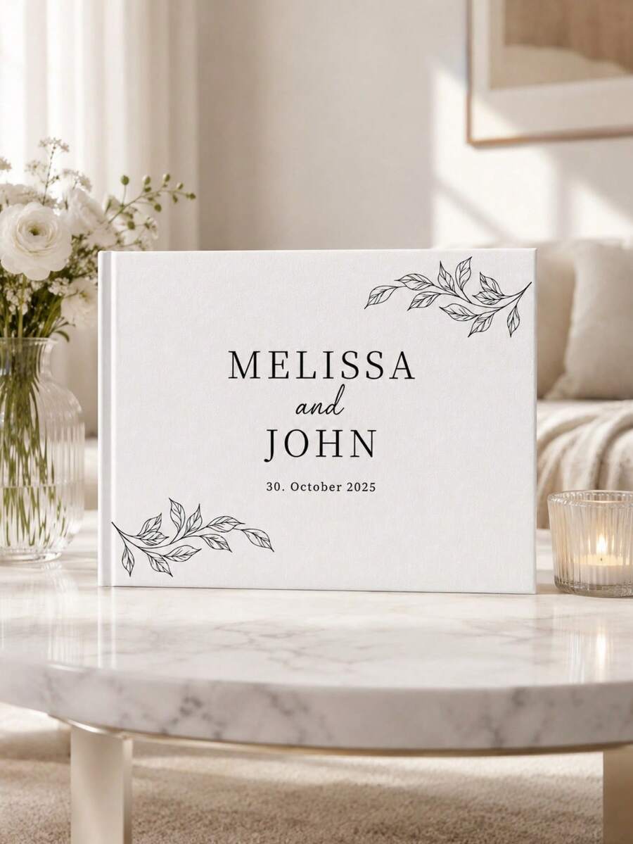 Personalized Wedding Guest Book, Linen Cover Photo Album, Customized Engagement Keepsake Signature Book, Wedding Commemorative Memory Book - Multicolor - View 1