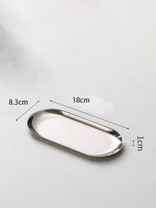 1pc Stainless Steel Silver Oval Tray + Solid Wood Base, Cosmetic Storage Organizer . Perfume Display Tray . Bedroom Nightstand Organizer Tray, . Kitchen Spice Storage . Entryway Key Tray . Office Desk Organizer, Home Daily Storage Essential, Holiday Party Serving Tray And Platter, Family Gathering Blessing Ritual Home Banquet Display, Cosmetic Jewelry Storage Tray, Christmas Halloween Gift. - Silver - View 10