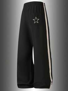1pc Men's Spring/Autumn Soft Comfortable Breathable Straight Leg Running Jogging Fitness Casual Sports Long Pants Black - Black - View 3