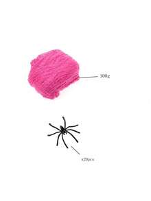 1set-20/60/80/100g,Pink Halloween Spider Webs Decorations With Fake Spiders, Super Stretchy Cobwebs For Halloween Decor Indoor And Outdoor,Super Stretchy Cobwebs - Pink - View 10