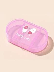 Pill Box Decorated With "Happy Pill" Pattern, 3-Compartment Portable Pill Box, Mini Pill Box, Portable Jewelry Pill Box, Customizable Letter Logo As Creative Gift. This Is A Decorative Travel Pill Box, Suitable For Travel, Outdoor Activities, Can Be Placed In Bags And Pockets, Unique Design. - Multicolor - View 14