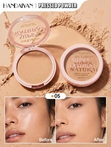HANDAIYAN Waterproof Powder , 1pc Long-Wearing Oil Control Face Makeup Product Powder-Foundation - Aprikot - View 2