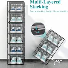 12 Pack Shoe Organizer Boxes Clear Plastic Stackable Storage Bins With Lids - Black - View 8