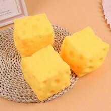 Realistic Hole Cheese Squishy Cube, Soft Stretchable Slow Rebound Fidget Prop, Mini Food Ornament Stress Release Toy For Office Decor Gift - Multicolor - View 7