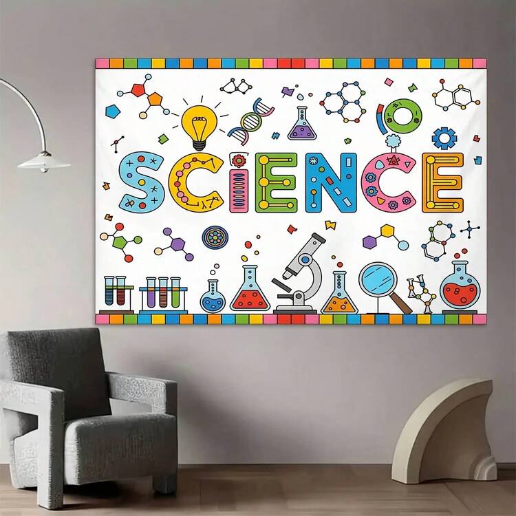 Background Banner Cool Science "Science" Theme Pattern Party Decoration Banner, Anniversary And Photography Studio Props Indoor And Outdoor Celebration - 1 - View 7