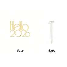 1件/3件/6件 金色「Hello 2026」壓克力蛋糕裝飾插牌，適用於新年、聖誕派對蛋糕裝飾 - 彩色 - 查看 19