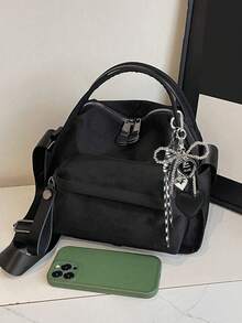 Borsa a spalla da donna semplice, leggera, casual e alla moda, versatile, colore unito, grande capacità, ottimo rapporto qualità-prezzo - Caffè - Visualizzare 11