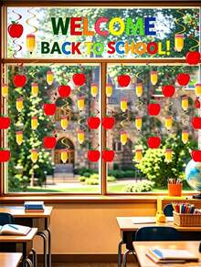 16/2pcs-Back To School Party Decorations, Apple Pencil Spiral Ornament, Rotating Apple And Pencil Garland, No Power Required, Suitable For Classroom, Home Or Office Decoration, Back To School Season Theme Party Welcome Decoration - Pencil Apple Spiral - View 3