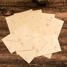 Set Kertas Surat dan Amplop Motif Bunga Kecil, Tas Penyimpanan Amplop dan Alat Tulis Bergaya Vintage Minimalis yang Segar dan Estetika - A - View 11