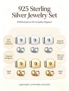 1/2/6/10pcs 925 Sterling Silver Hypoallergenic Earring Backs, Prevent Ear Stud Blockage, Suitable For Daily Wear - Earring Backs - View 8