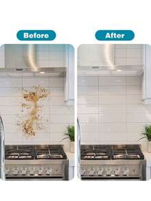 Self-Adhesive Transparent Wall Protection Film, Kitchen Oil-Proof, Waterproof And Oil-Proof Peel-And-Stick Splash Guard Film, Suitable For Wall And Cabinet Protection, Heat-Resistant Sticker, Transparent Tile Wall Decal - Multicolor - View 4