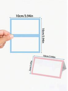 30/10pcs Pink & Blue Gender Reveal Place Cards, Folded Table Cards, Perfect For Wedding Place Cards, Buffet Food Labels, Banquet Tables, Cocktail Parties And Name Cards, Boy/Girl Birthday Party Thank You & Blessing Cards, Baby Shower - Multicolor - View 3
