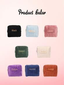 Customized Name Makeup Bag, Bridesmaid Gift, Velvet Makeup Bag, Travel Toiletry Bag, Birthday Gift, Makeup Bag, Bridal Party Favor, Wedding Gift, Mother's Day Gift - Multicolor - View 7