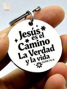 Bible Verse Keychain – Inspirational Spanish Christian Gift – Stylish Round Tag With Sparkles & Flower – Perfect For Believers, Sunday School, Or Daily Devotion To Remind "Truth & Life" - A - View 1